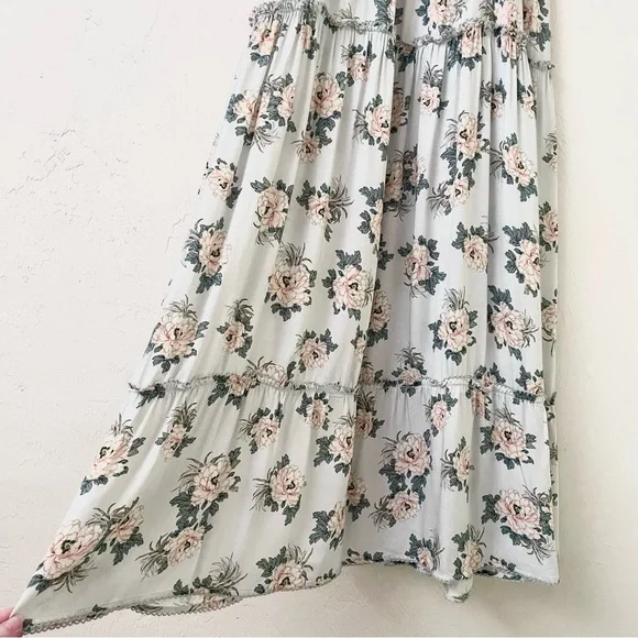 Agua Bendita Helina Zola Floral Maxi Sleeveless Tiered Empire Waist Floral Dress